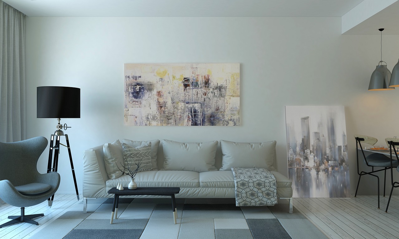 Lichte badkamer met minimalistische groene planten.
